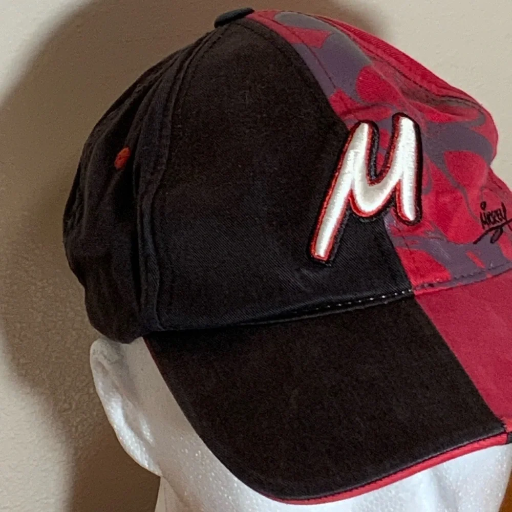 Disney Parks Walt Disney World Mickey “M” Hat Black Red Split Panel